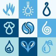 Water icons vector set