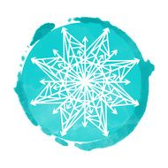 Watercolor circle paint stain and snowflake N5