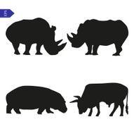 Set of vector silhouettes large mammals