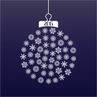 Christmass ball decoration with snowflakes and 2015 numbers