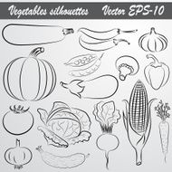 Vector sketch drawing set of vegetables