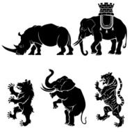 Big mammal heraldry set
