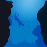 Vector silhouette of divers N6
