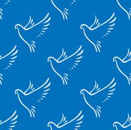 Seamless pattern of flying doves peace