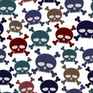 Funny cartoon style skulls seamless pattern