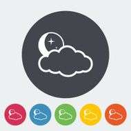 Weather flat icon Moon stars and clouds N2