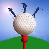 Golf ball with golfers silhouette