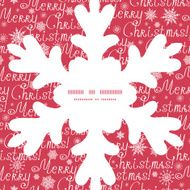 Vector merry christmas text snowflake silhouette pattern frame card template