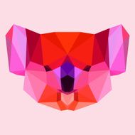Bright red polygonal koala background N2