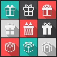 Vector Gift box white icons N2