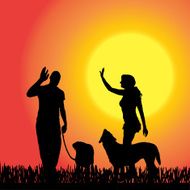 Vector silhouettes of people N258