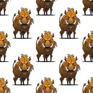 Fierce angry wild boar or warthog seamless pattern