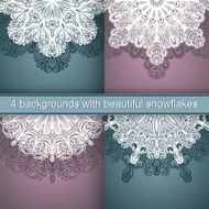 Set of 4 Holiday Backgrounds with Beautiful Decorative Snowflake N2