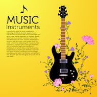 concept of flowers entwined guitar vector background