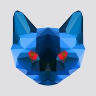 Bright blue colored abstract polygonal siamese cat background N2