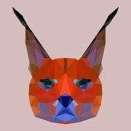 Bright unusual colored polygonal lynx background