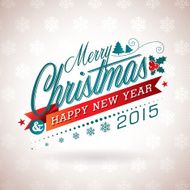 Christmas illustration with typographic design and ribbon on snowflakes background N2