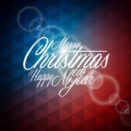 Christmas illustration with typographic design on abstract geometric background