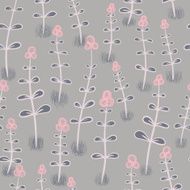 Vector seamless texture with abstract flowers Endless gray backdrop
