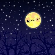 Santa Claus riding on a reindeer night