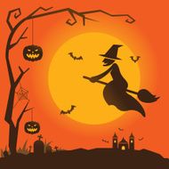 Halloween background with Witch N5