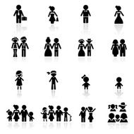 Black icon set of people and families N2