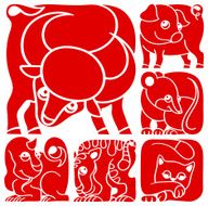 Chinese horoscope animals set Pig Rat Ox Tiger Cat Dragon