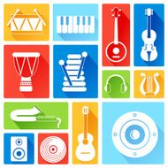 Set of silhouette musical instruments Flat style