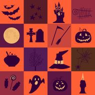 Halloween icons set Bright squares N2