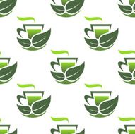 Seamless pattern of green organic tea