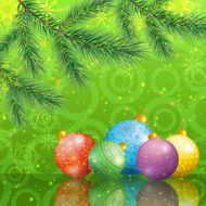 Christmas background with branches and balls N6
