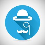 Gentleman Accessories Symbol Bowler Hat Monocle Mustache Silhouette Icon Stylish N2