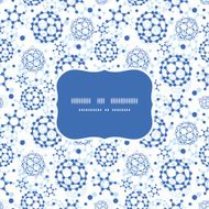 Vector blue molecules texture frame seamless pattern background