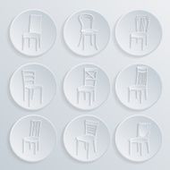 Chair icon set symbol furniture N3