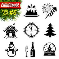 Set of black-and-white christmas icons N4