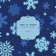 Vector glitter snowflakes dark frame seamless pattern background