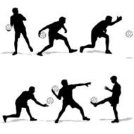 silhouettes of soccer players with the ball N13