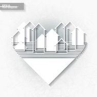 Abstract city silhouette inscribed into heart