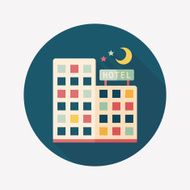Hotel flat icon with long shadow N11