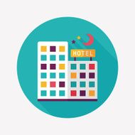 Hotel flat icon with long shadow N12