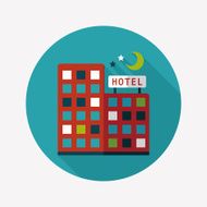 Hotel flat icon with long shadow N13