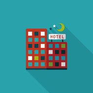 Hotel flat icon with long shadow N14