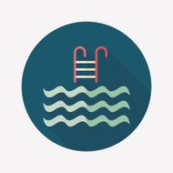 Pool flat icon with long shadow N7