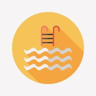 Pool flat icon with long shadow N9