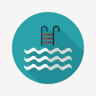 Pool flat icon with long shadow N10