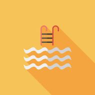 Pool flat icon with long shadow N11