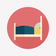 Hotel bed flat icon with long shadow N2
