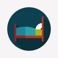 Hotel bed flat icon with long shadow N4