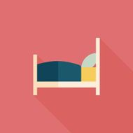 Hotel bed flat icon with long shadow N5