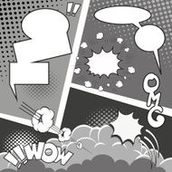 Vector comic book explosion elements Cartoon symbols N7